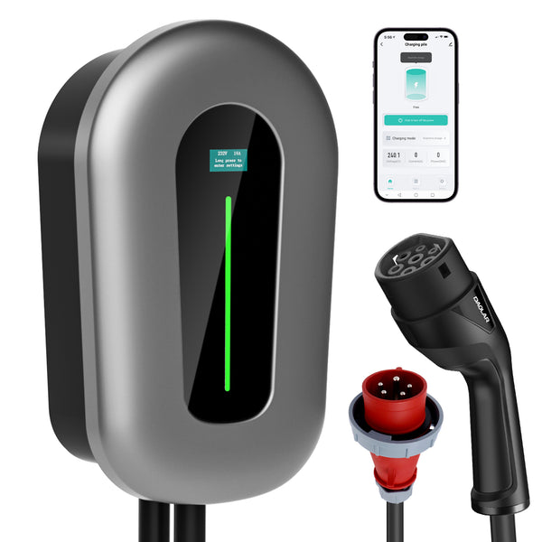 Daolar Smart App EV Charger 11kW Tipo 2 Estação de carregamento doméstico 400V 16A Wallbox com suporte de carregador Controle de aplicativo para todos os EVs e PHEVs