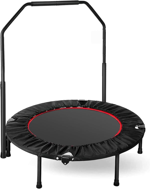 Trampolim interno Daolar, diâmetro 101 cm, trampolim dobrável para fitness, trampolim para salto fitness, capacidade de carga 150 kg, altura do corrimão ajustável, treinamento de resistência