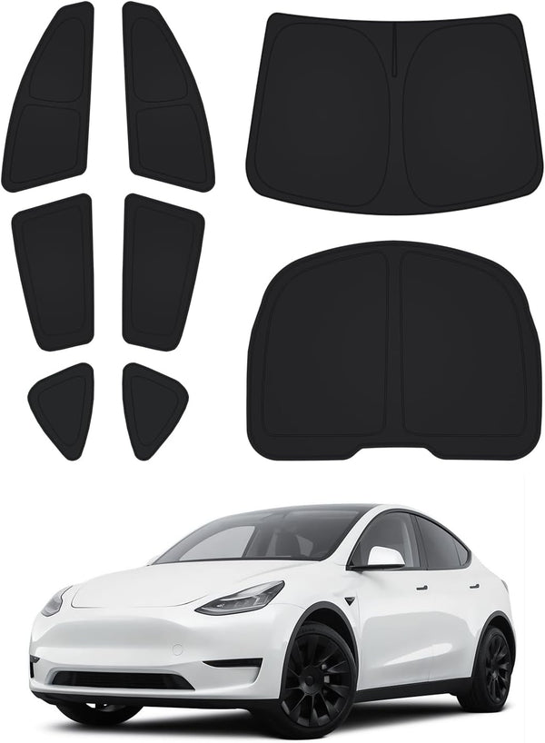 Daolar Windshield Sun Shade para Tesla Model Y Kit de capa de proteção de janela traseira lateral, protetor de viseira solar de janela, capa de privacidade para camping, mantém o veículo fresco